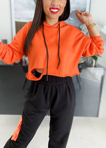 Komplet dresowy bluza + spodnie M014 pomarańczowo-czarny