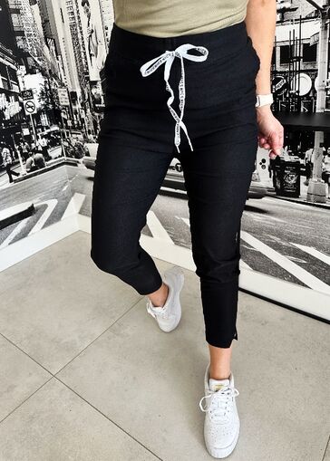 Spodnie Cygaretki z wysokim stanem N691 czarny
