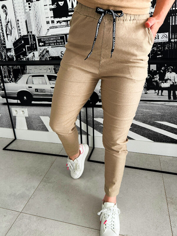 Spodnie Joggery z gumką w pasie N640 beż