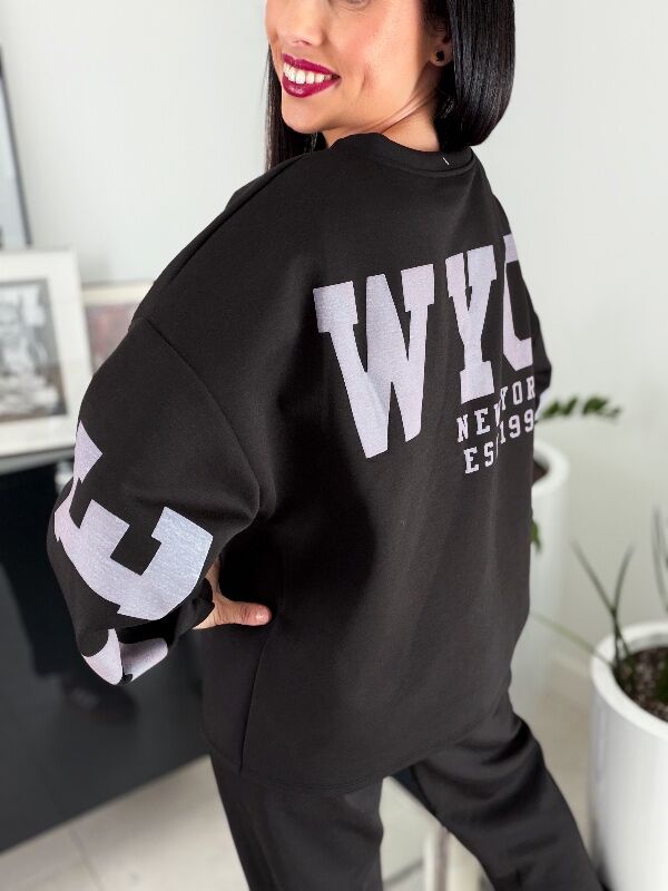 Komplet z napisem na plecach WF839 czarny