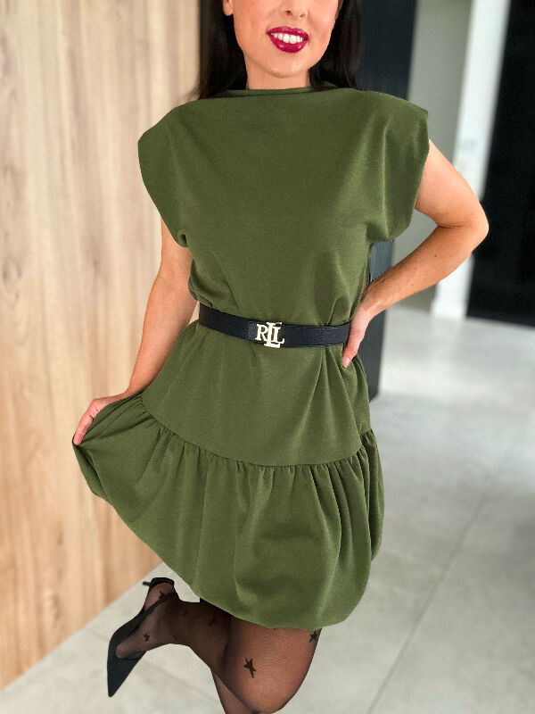 Sukienka Pola z falbanką WF763 khaki