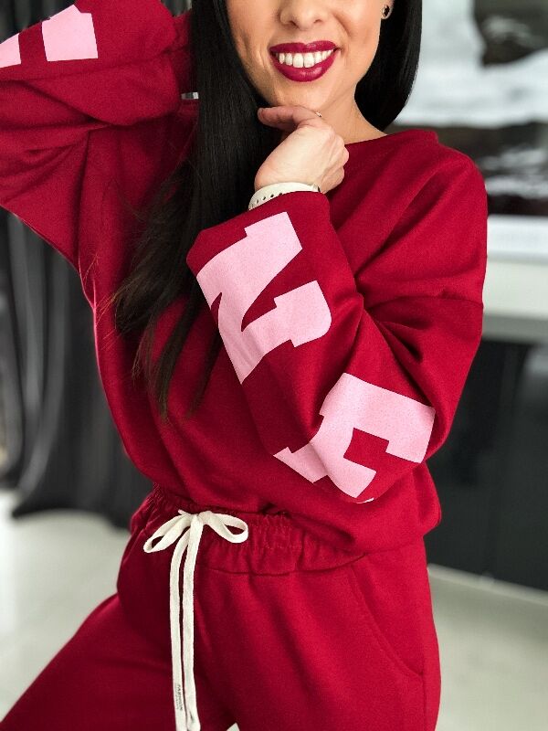 Komplet z napisem na plecach WF820 bordowy