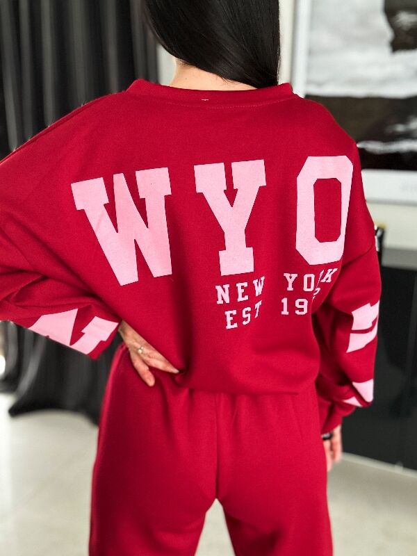 Komplet z napisem na plecach WF820 bordowy