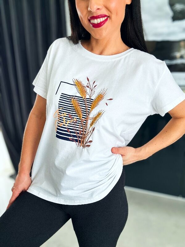 Bluzka z kłosem N671 biały