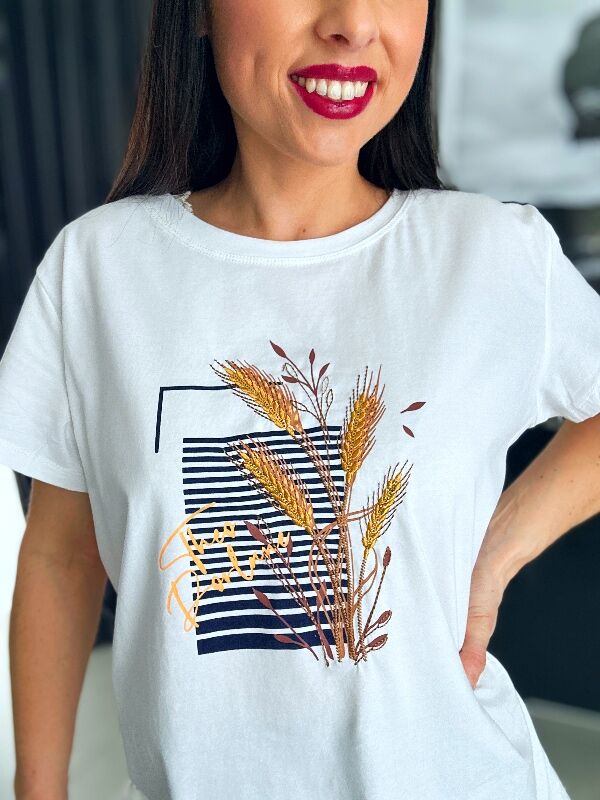 Bluzka z kłosem N671 biały