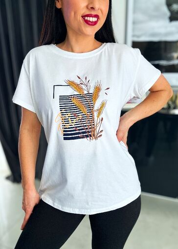 Bluzka z kłosem N671 biały