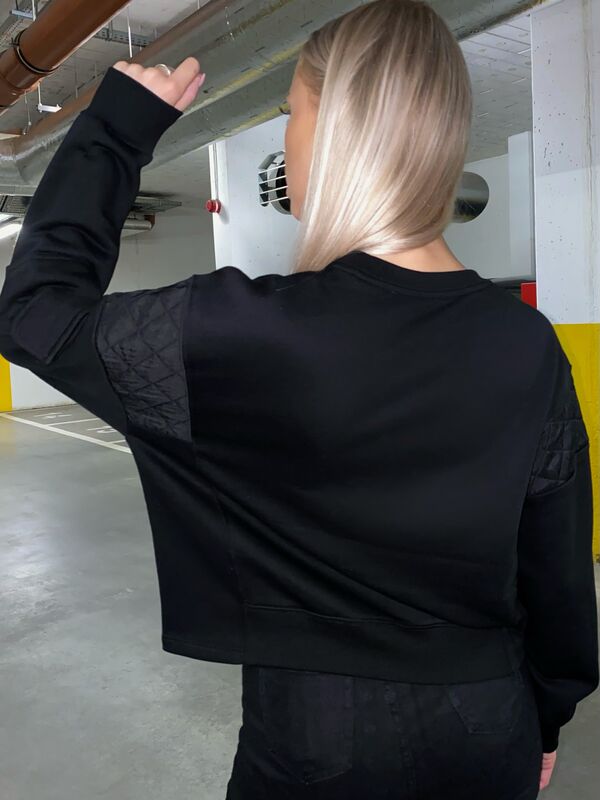 Bawełniana bluza z pikowaniem N293 czarna