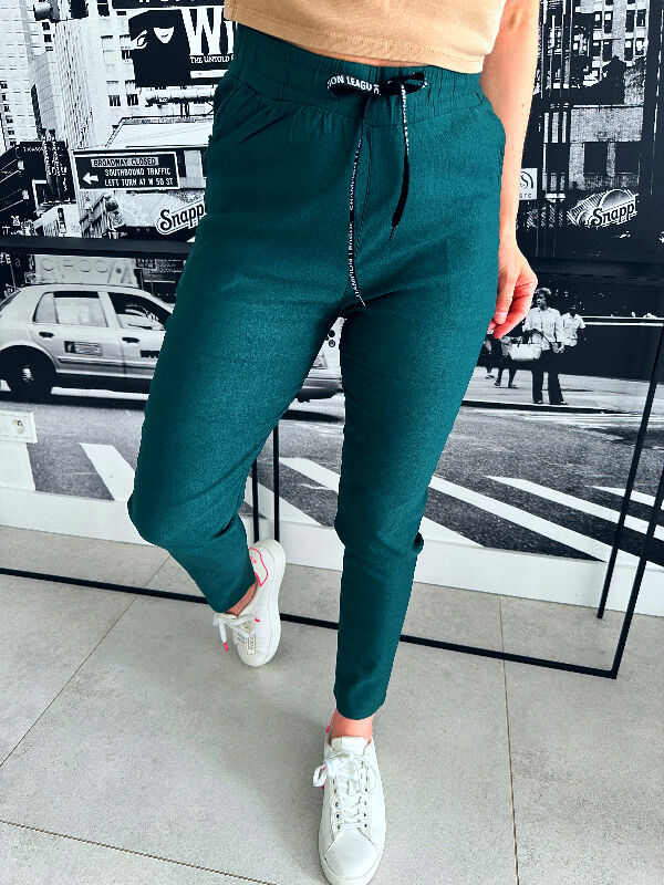 Spodnie Joggery z gumką w pasie  N695 ciemny zielony