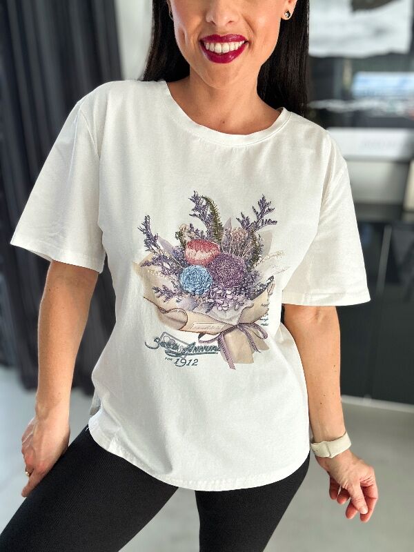 Bluzka bukiet N726 kremowy