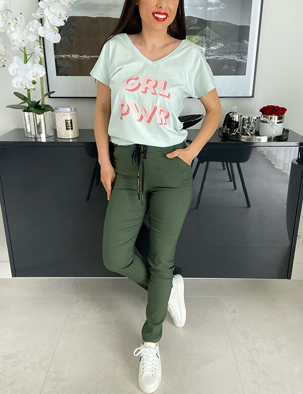 T-shirt z nadrukiem GRL PWR K049 miętowy