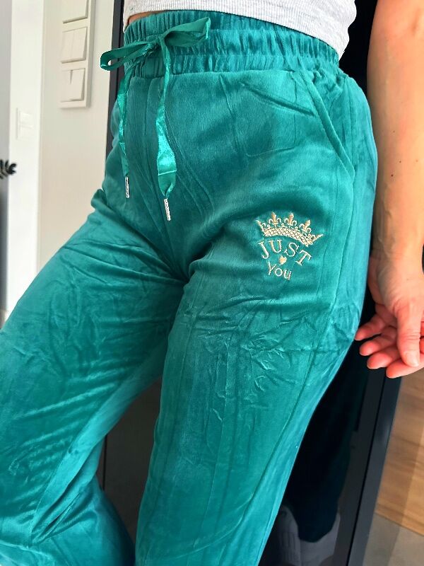 Miękkie welurowe spodnie Korona N637 butelkowy