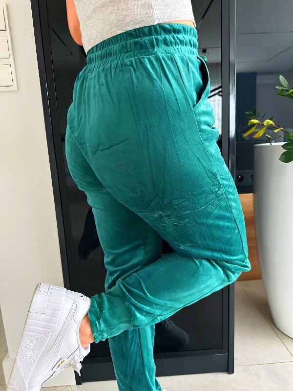 Miękkie welurowe spodnie Korona N637 butelkowy