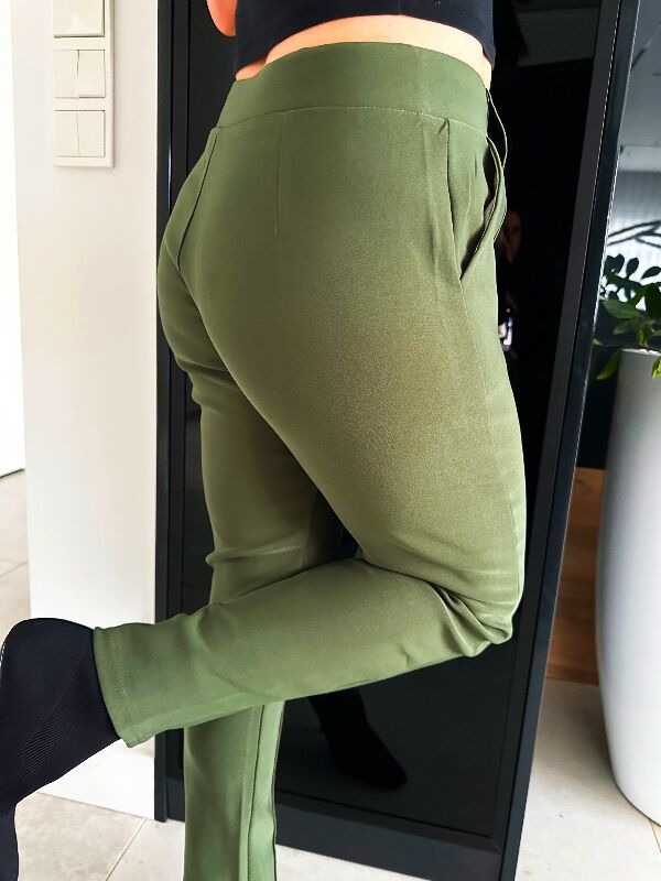 Spodnie ze złotym guzikiem N620 khaki