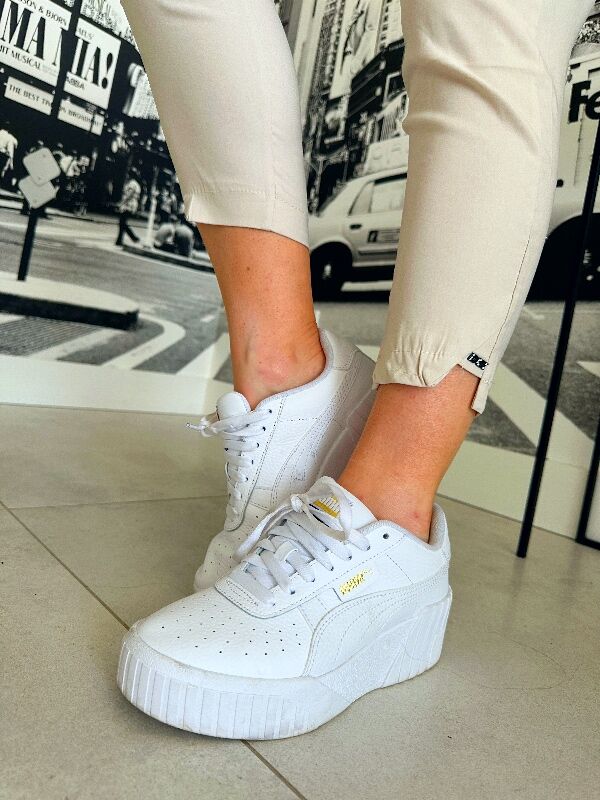 Spodnie Cygaretki z wysokim stanem N687 beżowy