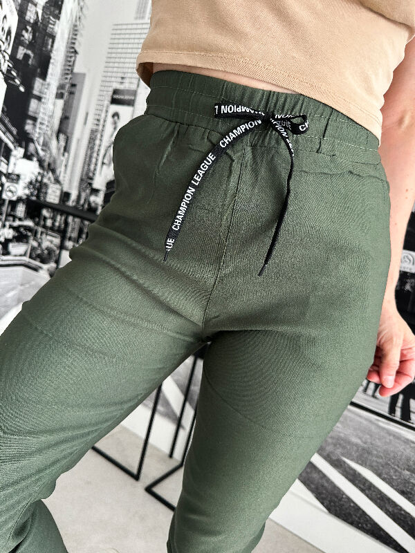 Spodnie Joggery z gumką w pasie N694 khaki