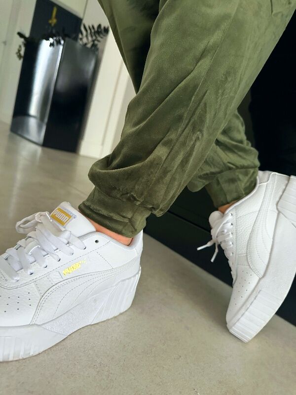 Aksamitne spodnie z ściągaczem N627 khaki