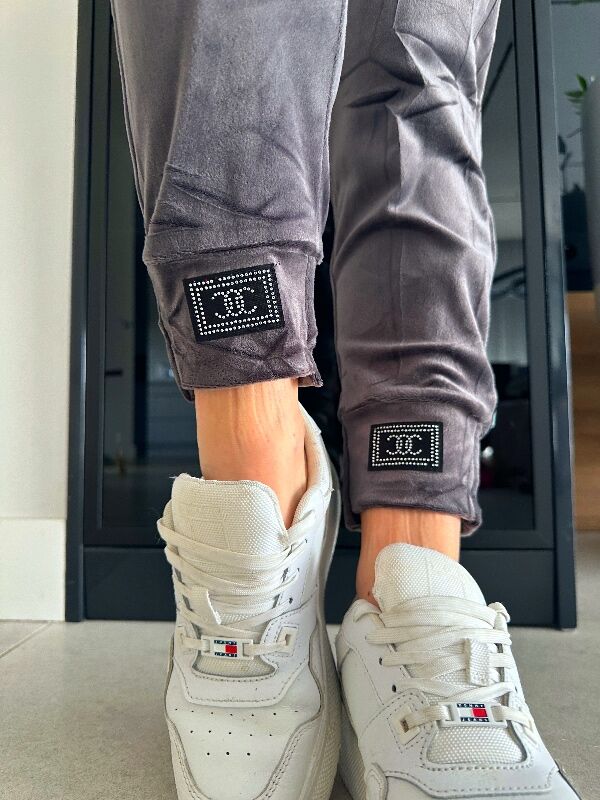 Spodnie welurowe COCO N720 grafitowy