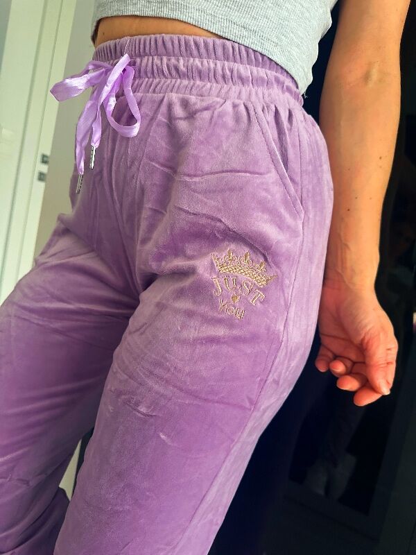 Miękkie welurowe spodnie Korona N636 fioletowy