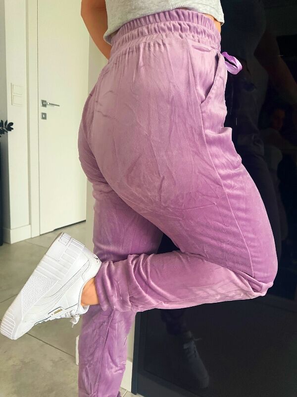 Miękkie welurowe spodnie Korona N636 fioletowy