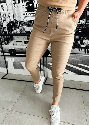 Spodnie Joggery z gumką w pasie N640 beż