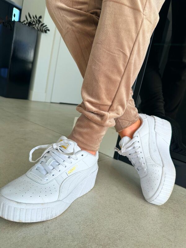 Damskie spodnie welurowe z cekinami N698 beżowy