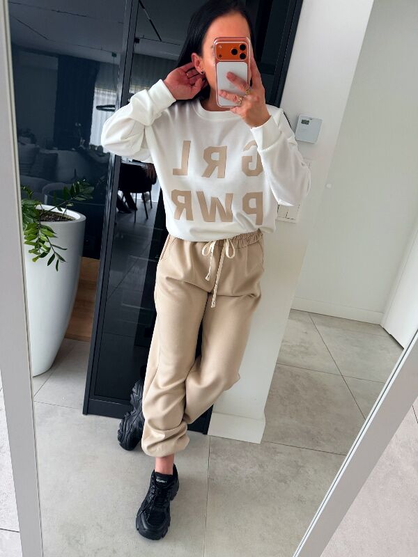 Komplet dresowy GIRL WF817 biało-beżowy