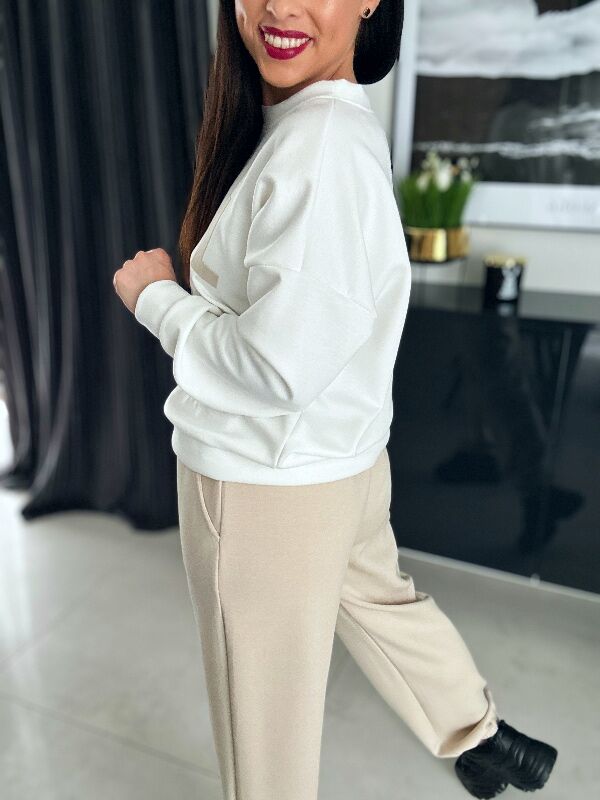 Komplet dresowy GIRL WF817 biało-beżowy