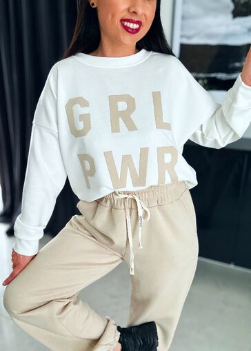 Komplet dresowy GIRL WF817 biało-beżowy