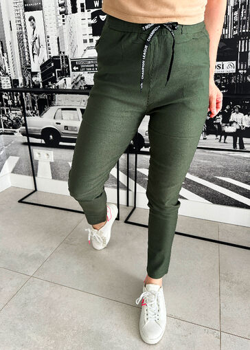 Spodnie Joggery z gumką w pasie N585 khaki