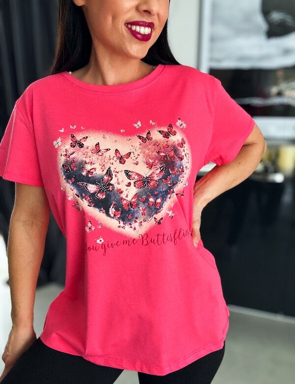 Bluzka motyle N676 koralowa