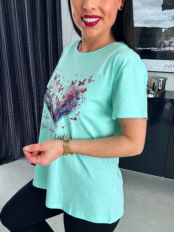 Bluzka motyle N658 miętowa