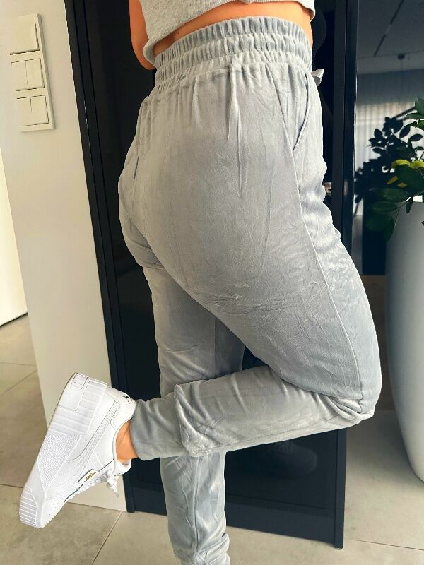 Miękkie welurowe spodnie Korona N632 szary