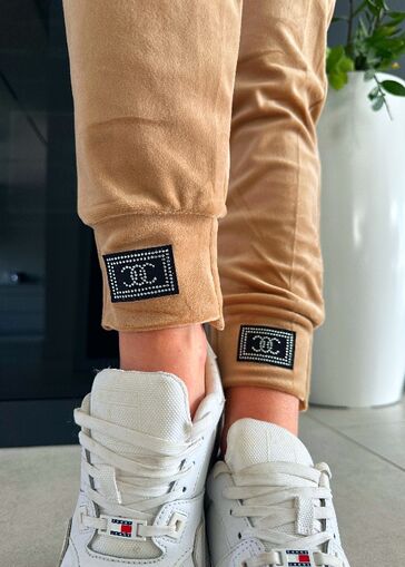 Spodnie welurowe COCO N721 beżowy