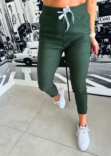 Spodnie Cygaretki z wysokim stanem N684 khaki