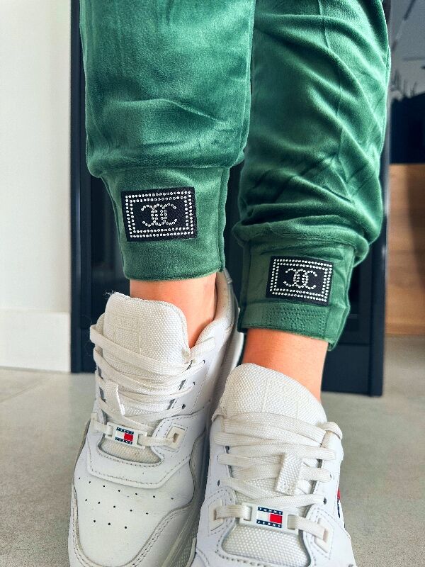 Spodnie welurowe COCO N725 zielony