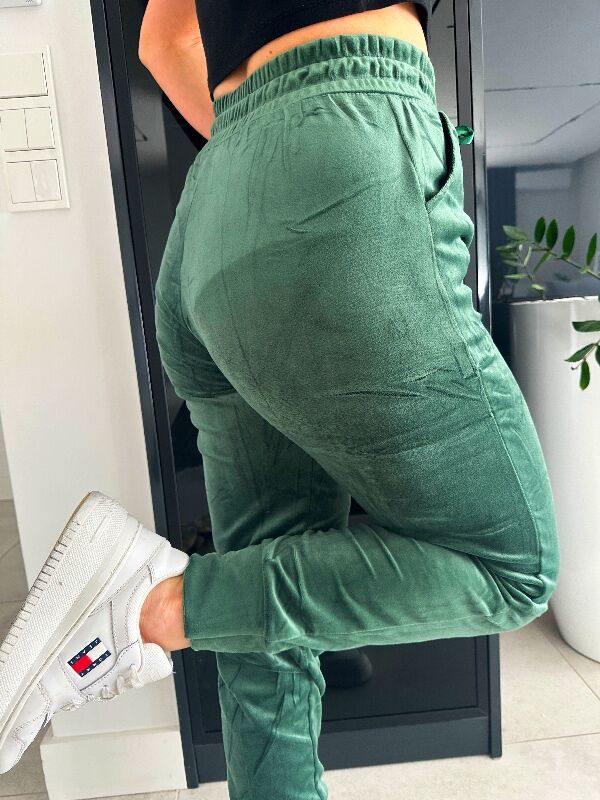 Spodnie welurowe COCO N725 zielony