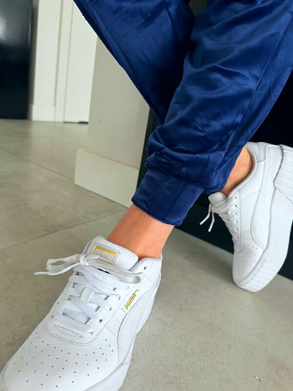 Aksamitne spodnie z ściągaczem N631 granatowy